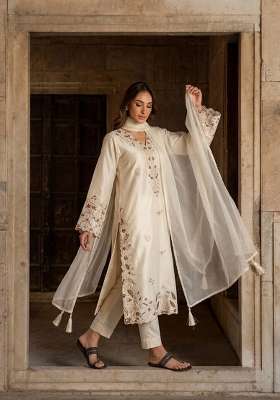 White Embroidery Roman Palazzo Set