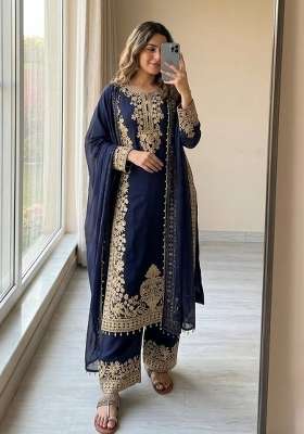 Black Embroidery Georgette Palazzo Set