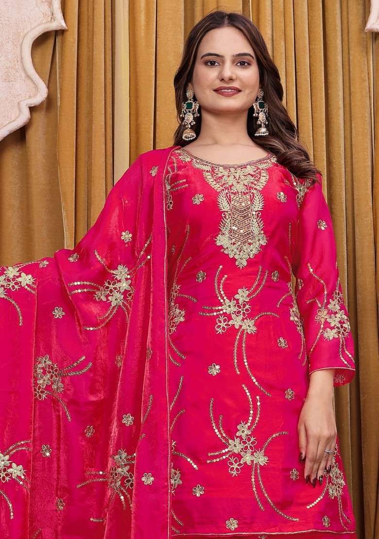 Pink Embroidery Fendi Palazzo Set - Indya