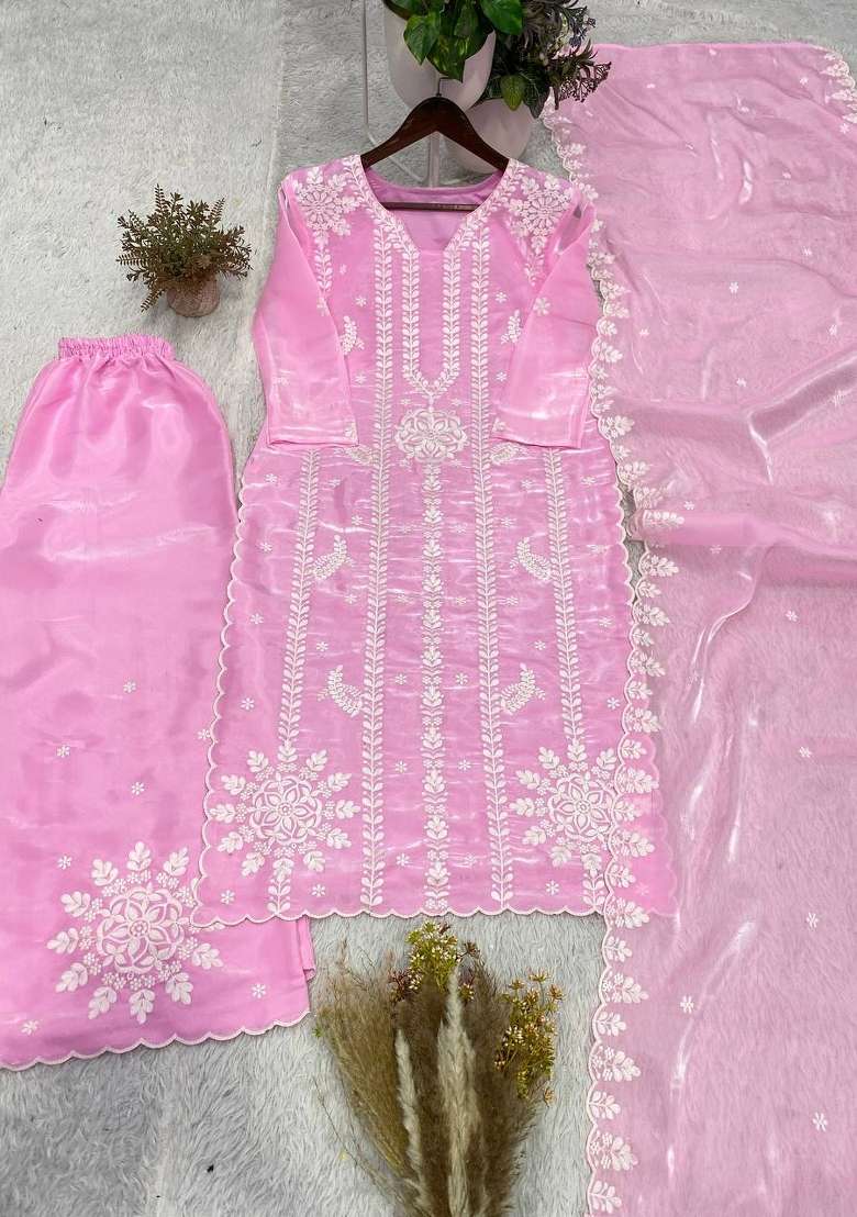 Pink Embroidery Jimmy Choo Kurta Set - Indya