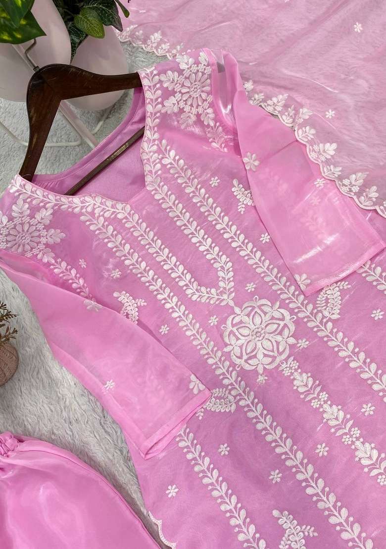 Pink Embroidery Jimmy Choo Kurta Set - Indya