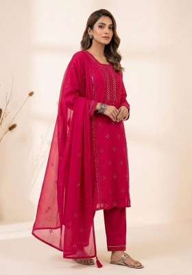 Pink Embroidery Roman Kurta Set