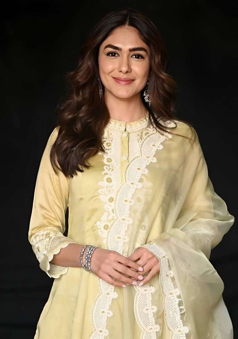 Yellow Embroidery Roman Kurta Set - Indya