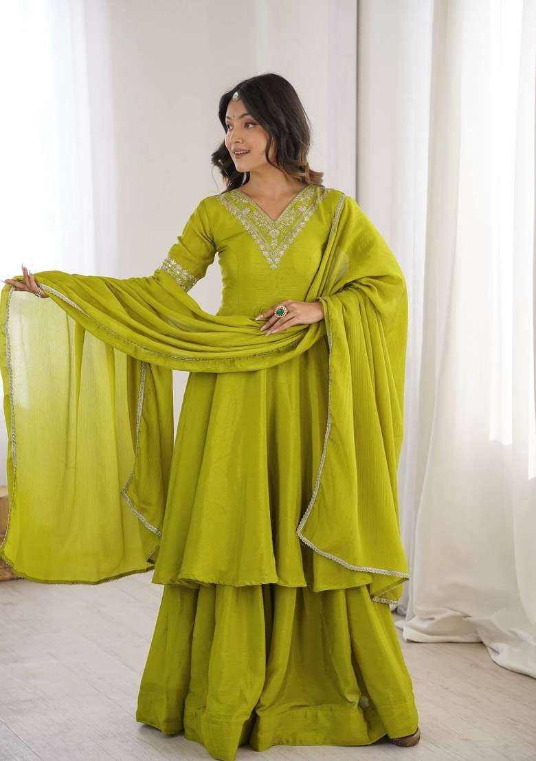 Perrot Embroidery Chinon Palazzo Set - Indya