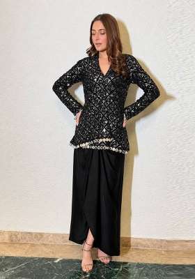 Black Embroidery Chinon Kurta Set