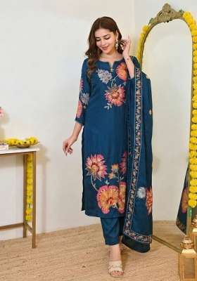Rama Embroidery Muslin Kurta Set