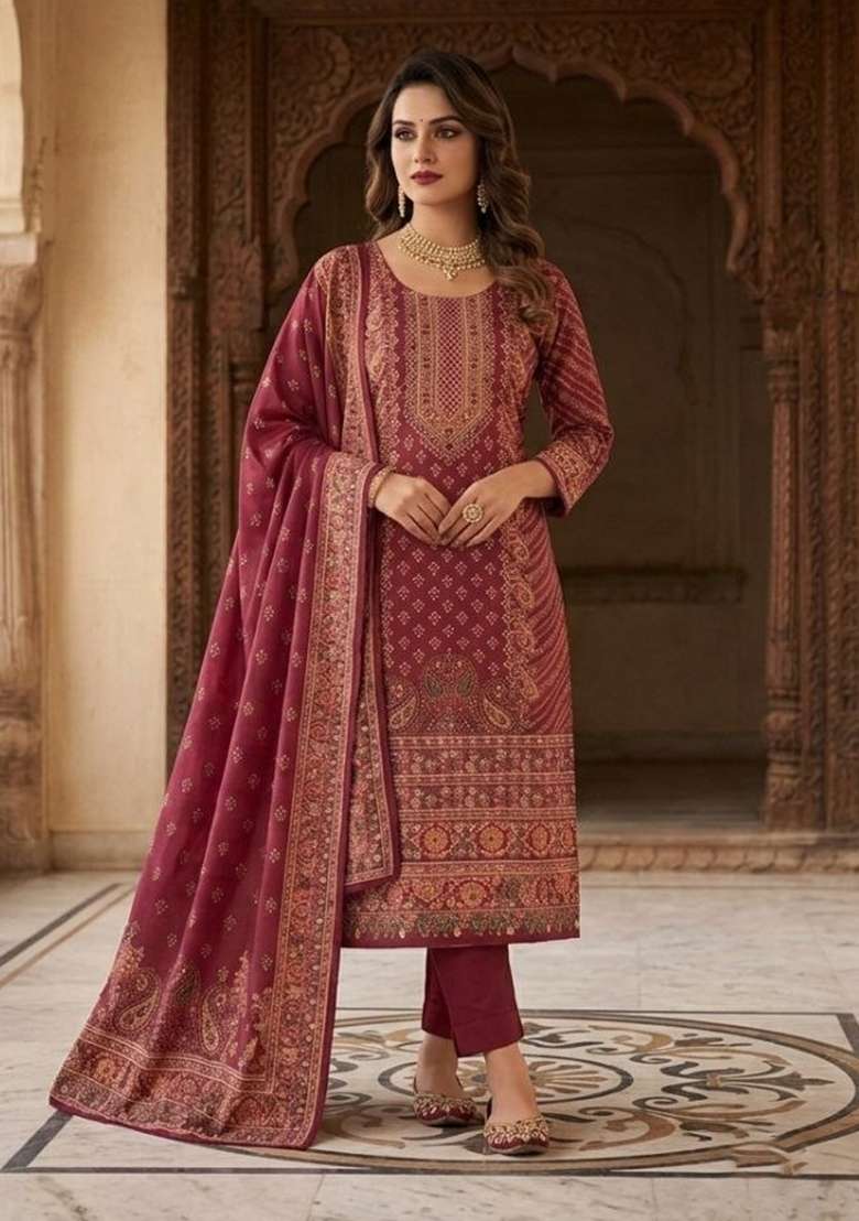 Pink Embroidery Muslin Kurta Set - Indya