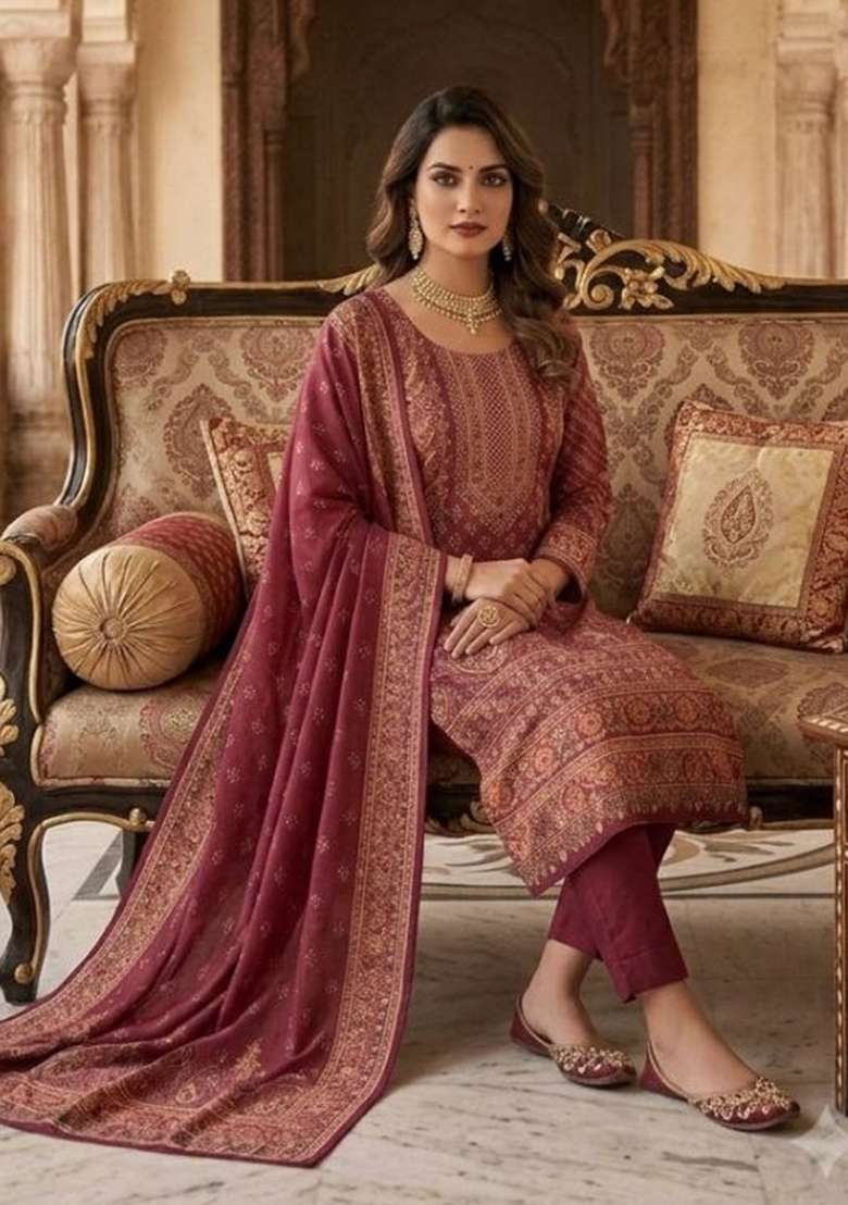 Pink Embroidery Muslin Kurta Set - Indya