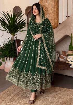 Mehendi Embroidery Fendi Gown Set