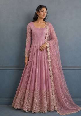 Pink Embroidery Fendi Gown Set
