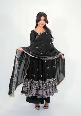 Black Embroidery Fendi Gown Set