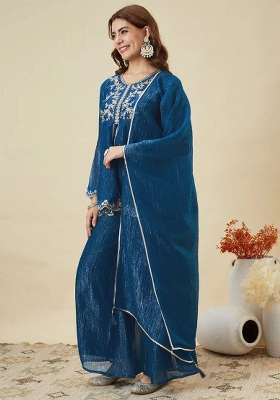 Rama Embroidery Crunchy Palazzo Set