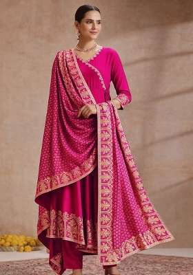 Pink Embroidery Rayon Kurta Set