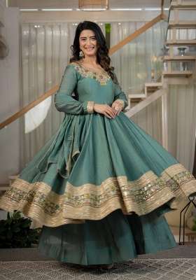 Pista Embroidery Rangoli Crush Palazzo Set