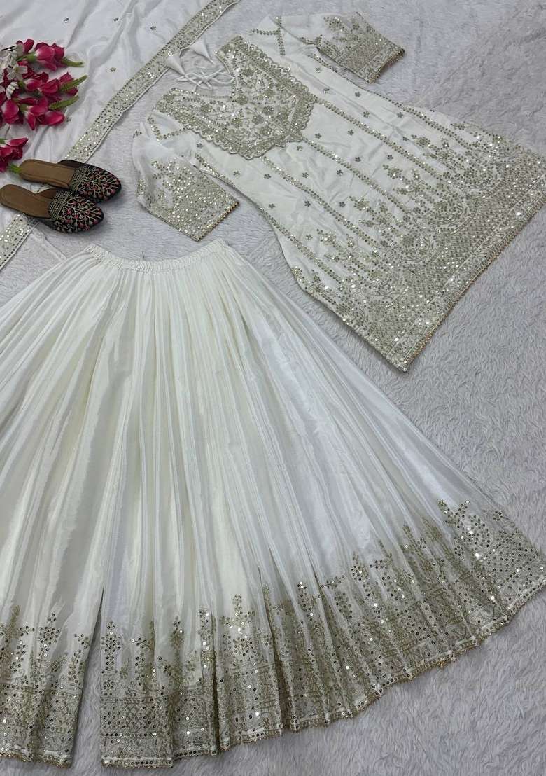Perrot Embroidery Chinon Palazzo Set - Indya