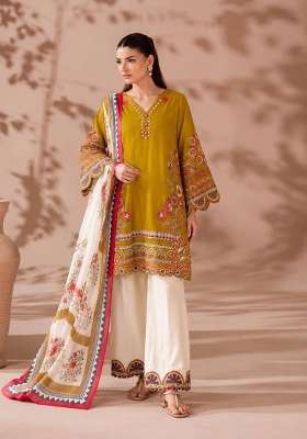 Yellow Embroidery Roman Palazzo Set