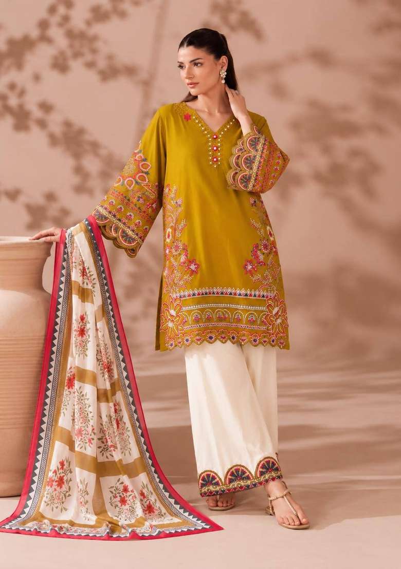 Yellow Embroidery Roman Palazzo Set - Indya