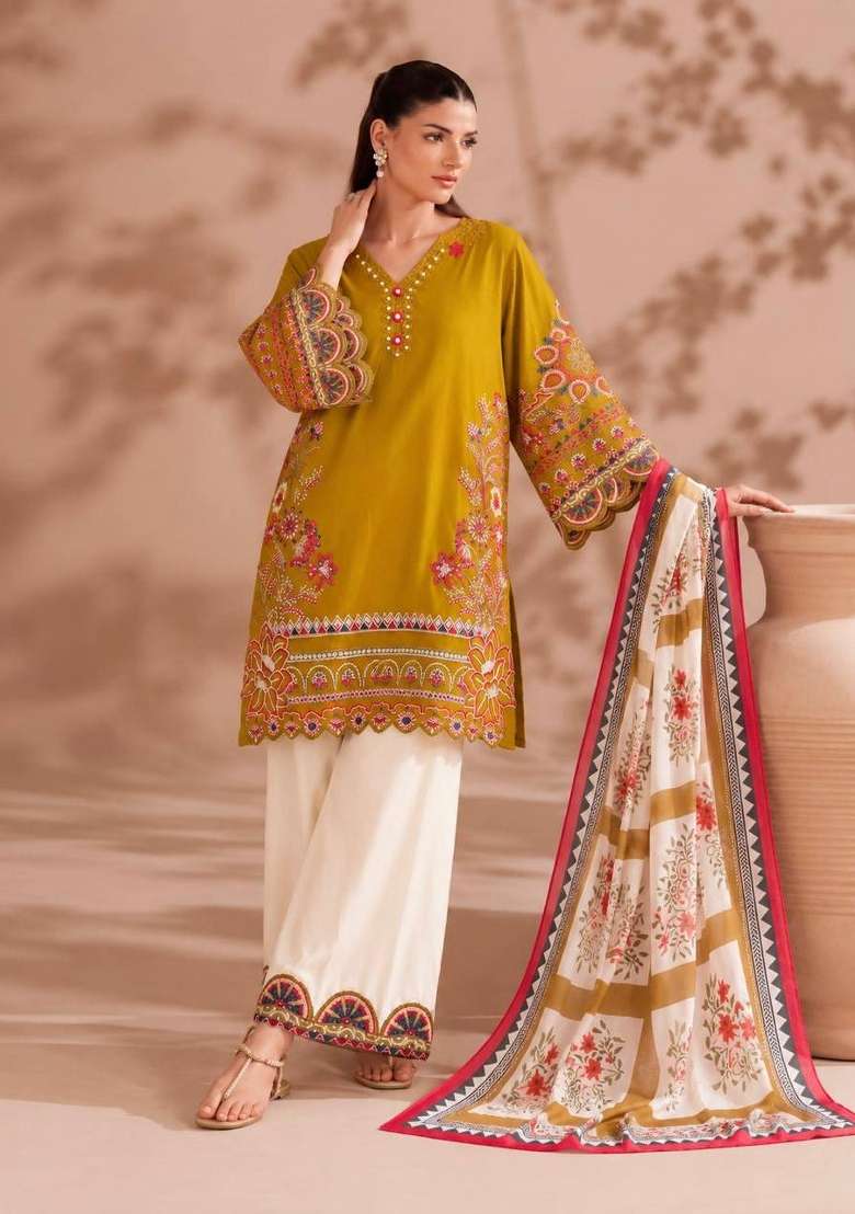 Yellow Embroidery Roman Palazzo Set - Indya