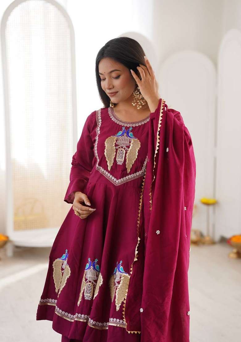 Rani Pink Embroidery Roman Palazzo Set - Indya