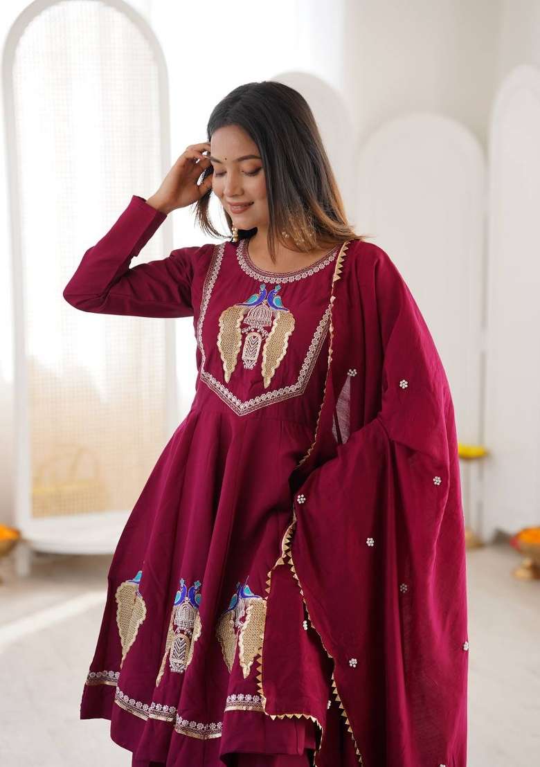 Rani Pink Embroidery Roman Palazzo Set - Indya