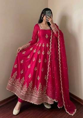Rani Pink Embroidery Fendi Gown Set