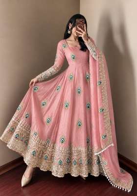 Pink Embroidery Fendi Gown Set
