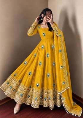 Yellow Embroidery Fendi Gown Set