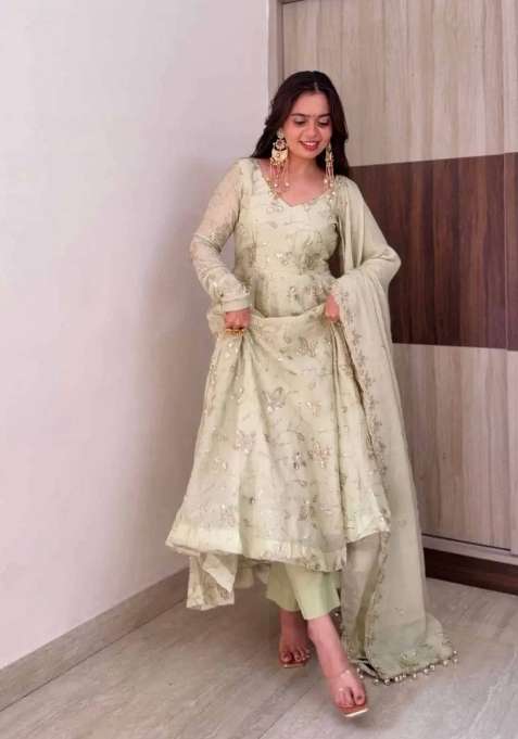 White Embroidery Fendi Gown Set