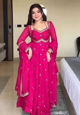 Pink Embroidery  Gown Set