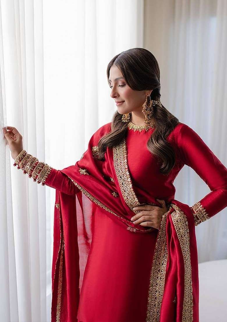 Maroon Embroidery Silk Palazzo Set - Indya