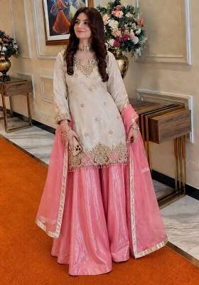 Peach Embroidery Fendi Palazzo Set