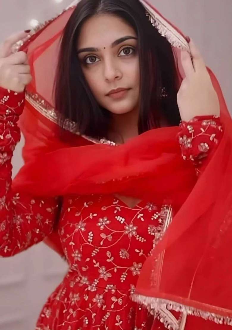 Red Embroidery Georgette Palazzo Set - Indya
