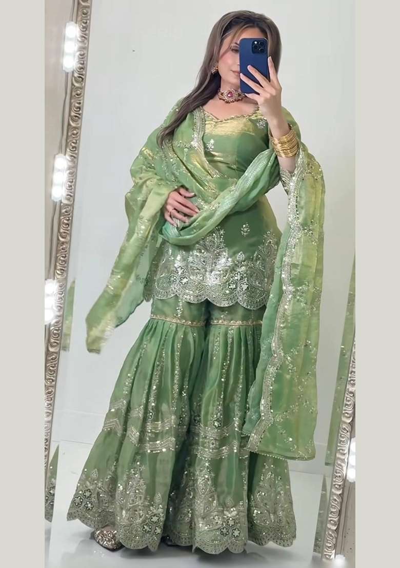Pista Embroidery Fendi Kurta Set - Indya