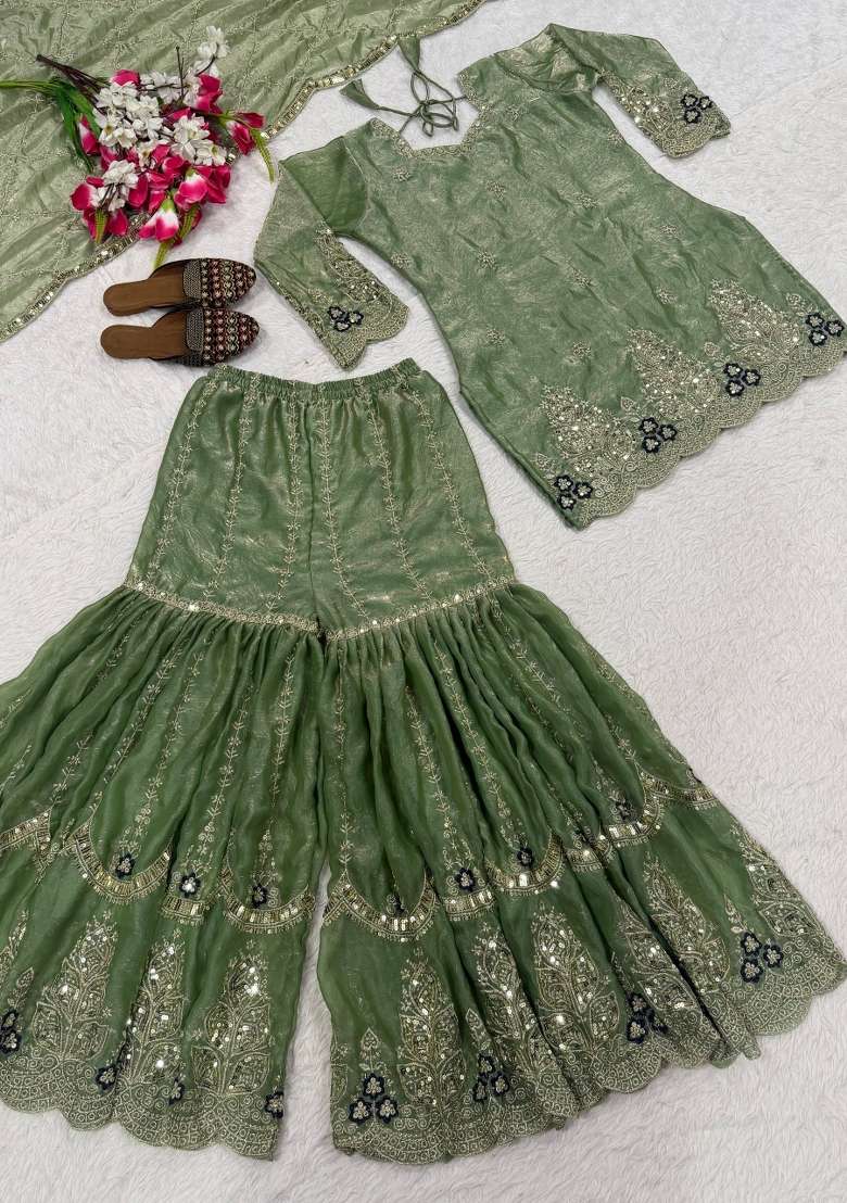 Pista Embroidery Fendi Kurta Set - Indya