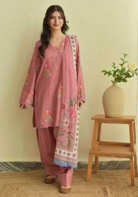 Peach Embroidery Chanderi Kurta Set