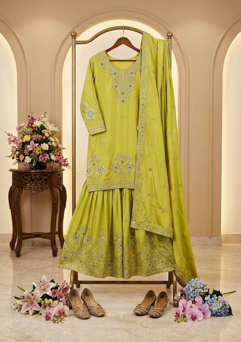 Perrot Embroidery Satin Palazzo Set - Indya
