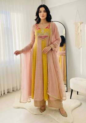 Yellow Embroidery Salsa Cruse Gown Set