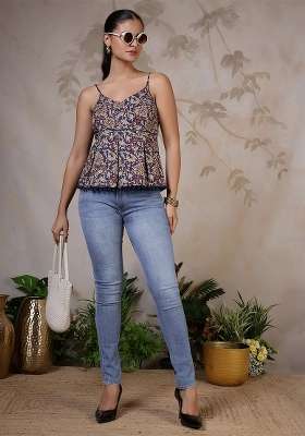Multicolor Printed Cotton Short Kurta