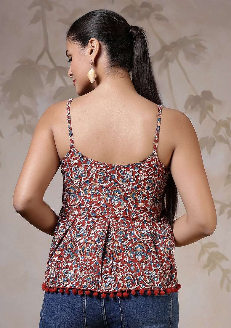 Multicolor Printed Cotton Short Kurta - Indya