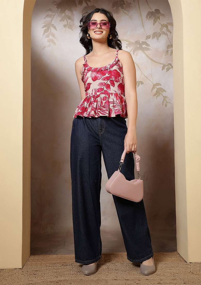Multicolor Printed Cotton Short Kurta - Indya