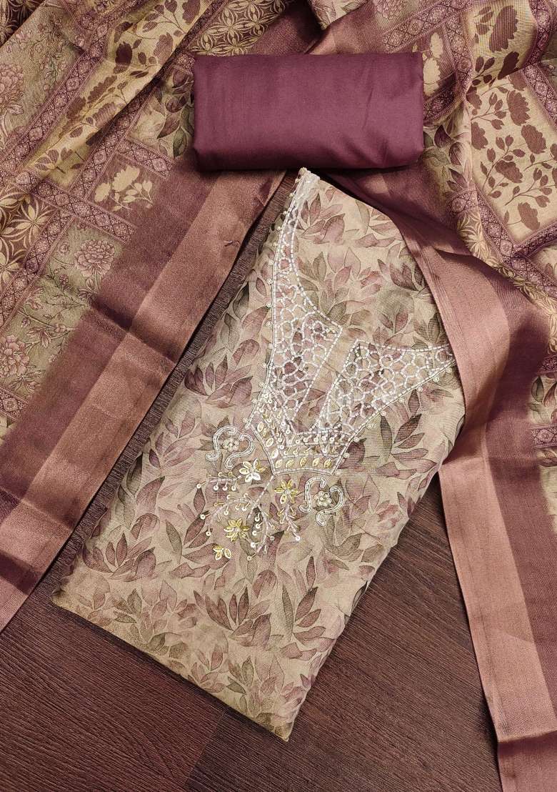 Dusty Mauve Embroidered Cotton Kurta Set - Indya