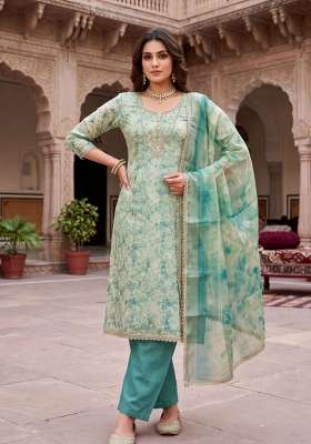 Seafoam Blue Embroidered Cotton Kurta Set