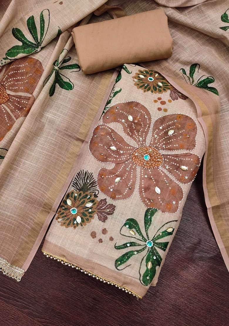 Rose Gold Embroidered Cotton Kurta Set - Indya