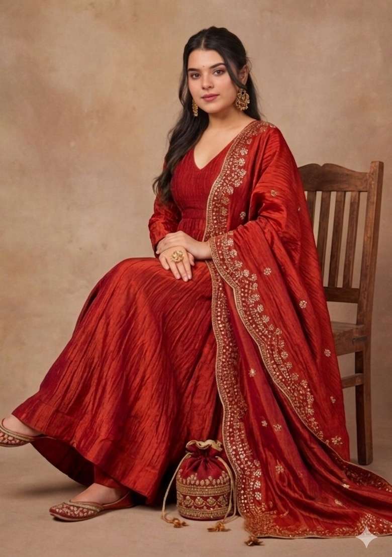 Crimson Red Solid Kumkum Kurta Set - Indya