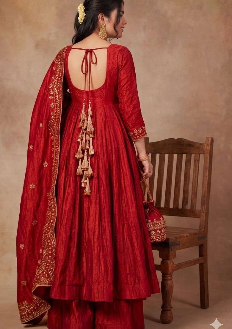 Crimson Red Solid Kumkum Kurta Set - Indya
