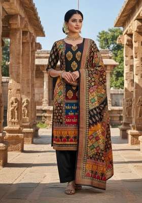 Black Printed Chinon Kurta Set