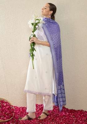 White Embroidery Cotton Kurta Set