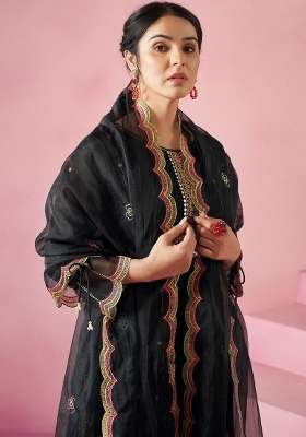 Black Embroidery Organza Kurta Set