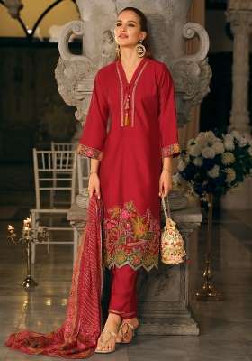 Pink Embroidery Silk Kurta Set