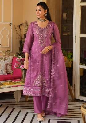 Pink Embroidery Silk Kurta Set